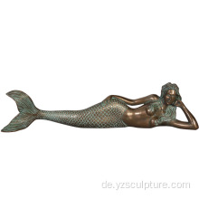 Leben Größe Garten Bronze Meerjungfrau Skulptur